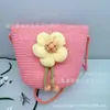 Bolsa de Concha Hecha a Mano con Flores de Dibujos Animados Transfronteriza, Bolsa Tejida de Girasol para Niños, Bolso de Paja Casual para Hombro de Viaje