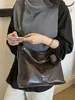 Bolsa de ombro feminina retrô moderna de alta qualidade, bolsa transversal versátil simples versão coreana, bolsa tote com textura de couro encerado a óleo