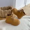 Botas Martin para niños, botas amarillas para niños y niñas, botines de moda de otoño, botas de exterior, botas de cuero de suela gruesa estilo británico para niños mayores