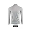 Camiseta de algodón de manga larga versátil para hombre, cuello alto medio, top interior, otoño, fina, blanca pura, elástica, camiseta interior