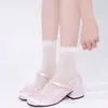 Calcetines de algodón holgados en forma de corazón de color blanco lechoso para mujer, finos y transpirables para verano, estilo ballet Miu Lolita japonés JK, calcetines de media pantorrilla