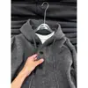 Suéter con Capucha y Cuello Henley Color Gris Oscuro para Hombre, Tejido de Punto Pullover para Otoño e Invierno, Chaqueta Casual de Alta Gama Estilo Americano