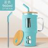 Em estoque venda quente copo de gelo de vidro de borossilicato alto silicone isolamento térmico suco café grande capacidade 32OZ copo com alça para carro