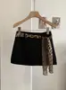 KEKEZOON Falda Bodycon Vintage de Gamuza para Mujer con Bufanda de Seda, Falda Corta de Corte A, Anti-exposición 8635