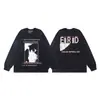 Estampa de Retrato Retro Americano Erd Melancólico Rico de Segunda Geração Transfronteiriço Tendência de Camiseta Solta de Manga Longa Masculina e Feminina Rock Hip-Hop