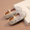 Zapatos para Niñas Zapatos de Princesa de Cuero con Cristales para Niños 2026 Nuevo Primavera Elsa Zapatos Planos Suaves para Niñas Bebé