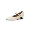 Zapatos Mary Jane de Punta Cuadrada con Tacón Grueso de 3.5cm, Nuevo Estilo para Mujer con una Sola Correa, Tallas 33-43, Tallas Grandes para Ventas Transfronterizas