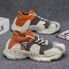 Sapatos Masculinos Transfronteiriços Novo Estilo Sola Grossa Leve Tênis Meia Fly-Knit Sapatos Casuais Masculinos Modernos Color Block Respiráveis Sapatos Esportivos para Homens
