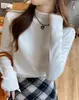 El azul Klein es súper bonito, camiseta interior básica para mujer, suéter de otoño e invierno, para usar en capas, tacto de alta gama, top de punto de cuello semi-alto