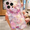 Funda Protectora Transparente con Flor Rosa Grande Anticaídas Adecuada para Serie Iphone15/16/17 Promax/14