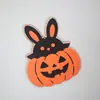 Nuevos adornos de madera para casa embrujada de Halloween transfronterizos, kit de material de madera de doble capa para bricolaje en casa, calabaza y conejo al por mayor