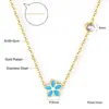 Joia Esmalte Multicolorido Flor de Cinco Pétalas Pingente Corrente Clavícula Feminino Doce Versátil Aço Inoxidável Colar de Flor Venda por Atacado
