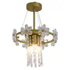 Candelabro de cristal de estilo francés, de lujo ligero, para la entrada, el pasillo o el ventanal; diseño de pétalo dorado, iluminación de balcón estilo princesa