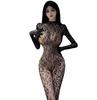 Conjunto de Lencería y Medias Sexy para Mujer, Body Transparente y Atractivo con Abertura en la Entrepierna
