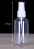 Venta al por mayor, botella pulverizadora de 30 ml/50 ml/100 ml, pequeña regadera, botella de perfume para maquillaje, botella pulverizadora de plástico PET transparente.
