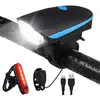 Luz de Bicicleta Bocina Faro Carga USB Alto Decibelio Montaña Niños Coche Infantil Iluminación Nocturna para Ciclismo Faro Accesorios para Ciclismo