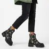 Botas de Mujer de Tacón Alto con Suela Gruesa 40-43 Talla Grande Hebilla de Cinturón Camuflaje Corte Bajo Otoño/Invierno 2026 Tendencia