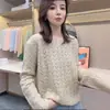 Top de ganchillo suave y cómodo para mujer, con un estilo holgado y relajado, perfecto para primavera y otoño, de color liso suave y con cuello redondo