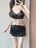 Traje de baño Bikini Femenino Cadena de Diamantes Polvo de Brillo Push-Up Tres Piezas Adelgazante Dividido Triángulo Traje de Baño Resort Aguas Termales