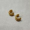 Pendientes de plata 925 con forma de C, elegantes, versátiles, sencillos, retro, de metal, con agujeros, de punto trenzado, con aguja, para mujeres de estilo europeo y americano.