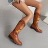 Botas de moda europeas y americanas universales Four Seasons 2024, botas de moda con mangas estampadas de mariposa de mezclilla occidental para mujer
