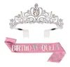 Nueva Corona de Fiesta de Cumpleaños Banda para el Hombro Cinta de Reina Set Accesorios para el Cabello de Reina para Niña Tocado En Stock