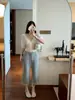 E go studi blusa de punto para mujer con cuello en V, mangas murciélago, fruncido en la cintura, tacto frío, manga tres cuartos, top puro y seductor