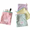 Bolsa de Maquiagem Portátil para Viagem, Estilo Fino, Cor Macaron Color-Blocking, Bolsa de Armazenamento para Batom e Cosméticos, Alto Valor Estético, Bolsa Simples com Zíper