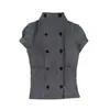 Camisa Feminina Xadrez Manga Curta Gola Alta, Estilo Luxo Leve, Nova Chegada de Verão, Com Botões, Corte Slim, Top com Design que Valoriza