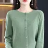 Cardigã de tricô com gola redonda ready-to-wear de fronteira, jaqueta suéter fina sem costura de fronteira, top segunda pele, casaco de primavera feminino