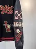 Abrigo de calle personalizado para hombre y mujer, nuevo abrigo tipo chaqueta de béisbol con patrón de diablo de dibujos animados, colaboración, primavera y otoño 2024