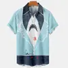 Comércio exterior 2024 estampa legal fofa de tubarão com impressão 3D camisa masculina casual de rua masculina