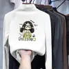 Camiseta de manga longa DeRong para meninas, adequada para primavera, outono e inverno, uma camada base quente, blusa estampada para meninas, roupas de outono e inverno para bebês meninas