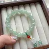 Pulsera de Jade Aventurina Natural, Pulsera de Jade Flor Trompeta de Aventurina Color Agua Clara, Joyería al por Mayor de Pulsera de Cuentas Redondas para Hombres y Mujeres