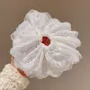 Scrunchie de Renda com Pérolas Extra Grande Elástico Versátil para Rabo de Cavalo Coque Flor de Cabelo