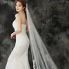 Velo de Cola Europeo y Americano 3m Capa Única Accesorios Largos Peine Metálico Adorno de Encaje Exquisito Velo de Boda