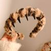 Estilo Coreano Vintage Estampado Leopardo Dentado Felpa Aro para el Cabello de Mujer Antideslizante Pinza para el Cabello para Lavar la Cara Maquillaje Accesorios para el Cabello Diadema Otoño Invierno 2024
