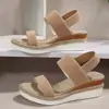 Sandalias de cuña de tacón alto para mujer, talla grande, correa elástica, comercio exterior, cuerda de cáñamo, playa transfronteriza, sandalias de punta abierta de nuevo estilo para Amazon