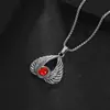 Collar de acero de titanio con alas de piedras preciosas tricolores retro, estilo europeo y americano, colgante de moda para hombre SP968