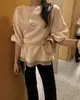 Tallas actualizadas disponibles: Camisa de mujer coreana chic de otoño, nueva, cuello redondo, patchwork simple, corbata, corte entallado, manga larga