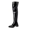 Nuevas Botas Altas de Charol, Botas por Encima de la Rodilla, Botas para Pole Dance, Tacón Cuadrado, Botas de Caballero de Tacón Medio, Tallas Grandes 32-46 Botas de Exportación