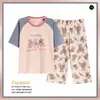 Pijama de Verão para Mulheres 2025 Novo Verão Algodão Puro Fino Redutor de Idade Calça Cropped Manga Curta Conjunto de Roupa de Casa Feminino