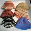 Nuevo Sombrero de Pescador Tejido a Crochet Hecho a Mano Estilo Coreano Combinación de Colores para Mujer Primavera y Verano Diseño Hueco Transpirable Versátil Casual