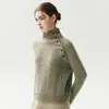 Outono e Inverno Espessado Estilo Preguiçoso Caxemira Feminino Gola Meia Alta Botão Diagonal Tricô Trançado Solto Suéter de Lã Feminino