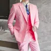 Traje Traje para Hombre Nuevo Traje de Negocios Cruzado Estilo Coreano para Hombre Traje Ajustado Chaleco Pantalones Traje de Tres Piezas para Hombre