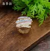 Anillo Elástico Cuadrado Geométrico de Línea Esmaltada de Venta Caliente Transfronteriza para Hombres y Mujeres, Anillo Versátil Creativo de Línea Irregular