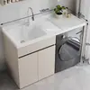 Gabinete completo con marco de aluminio de panal engrosado, lavadora integrada y gabinete de balcón, lavadero con tabla de fregar y lavabo