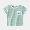 Camiseta informal de manga corta a rayas para niño, ropa de verano para niños, camiseta de media manga para bebé, top cómodo con bloques de color para niños pequeños y medianos