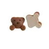 Lindo Oso Coreano Color Café Flocado Oso Saludando Muñeco de Oso Accesorios de Resina Diadema DIY Cuerda para el Cabello Material para Joyería
