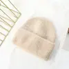 Nuevo Gorro de Punto de Pelo de Conejo Angora para Mujer Color Caramelo Más Fácil de Combinar Moda Gorro para Mujer Otoño e Invierno Color Sólido Gorro Cálido Gorro de Terciopelo de Conejo